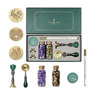 Joyeee - Kit di timbri per ceralacca, kit di ceralacca, kit di guarnizioni in cera, creativo, confezione regalo con 3 testine in ottone sostituibili per la festa della mamma e il compleanno #56