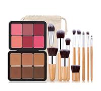 Joyeee Makeup Blush Palette + Cream Contour Palette Kit, con 11 pennelli per il trucco, palette di correttori per il contouring per nascondere occhiaie, rossori, acne, imperfezioni