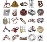 Joyeee Puzzle in Metallo, Gioco Rompicapo Blocco Sblocco Puzzle ad Incastro per QI Mente Sfida e Test Logici, Giocattoli Educativo Intelligenza per Adulti e Bambini, Alta Difficoltà, 25Pcs -Style A