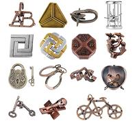 Joyeee Puzzle in Metallo, Gioco Rompicapo Blocco Sblocco Puzzle ad Incastro per Qi Mente Sfida e Test Logici, Giocattoli Educativo Intelligenza per Adulti e Bambini, Difficoltà Media, 15Pcs -Style A