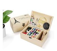 Joyeee Scatola da Cucito in Legno - Premium Cestino da Cucito Vintage con Accessori da Cucito Completi, Portatile Valigetta Sarta per Principianti, Casa e Emergenza Uso#1