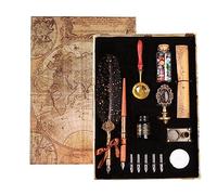 Joyeee Set di penne e inchiostro per calligrafia, con kit di timbri per sigillo, inchiostro per penna in bottiglia, timbro in metallo, buste, carta da lettere, regalo di festa per famiglia, amici