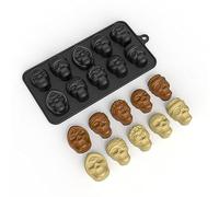 Joyeee Stampo in silicone a forma di teschio, vassoi per cubetti di ghiaccio per raffreddare whisky, cocktail, bevande, mini stampi per cioccolatini per Halloween, caramelle, gelatina