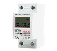 JOYELEC Contatore elettrico digitale LCD da 220 V, contatore di corrente alternata 10 (60) A, 1 fase, contatore di corrente alternata a 2 poli, 2P DIN, mostra solo kWh, nessuna retroilluminazione