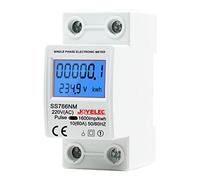 JOYELEC Contatore elettrico monofase, misuratore elettrico consumo con display LCD su guida DIN, 10(60) A 230V Display consumo energetico, potenza, tensione e corrente
