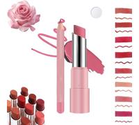 Joyeloo Lip Balm,Joyeloo Lip Glaze,Hydrating Glaze Lips Balm - Non-sticky Shine,Genli Lips Balm,Two-in-One Set Lipliner with Non-stick Cup Long-Lasting Waterproof Matte Lipstick Set (07#)