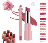Joyeloo Lip Balm,Joyeloo Lip Glaze,Hydrating Glaze Lips Balm - Non-sticky Shine,Genli Lips Balm,Two-in-One Set Lipliner with Non-stick Cup Long-Lasting Waterproof Matte Lipstick Set (05#)
