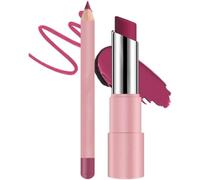 Joyeloo Lip Balm,Joyeloo Lip Glaze,Hydrating Glaze Lips Balm - Non-sticky Shine,Genli Lips Balm,Two-in-One Set Lipliner with Non-stick Cup Long-Lasting Waterproof Matte Lipstick Set (08#)