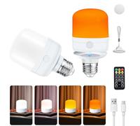 Joyes 2 Pezzi Lampadina Ricaricabile USB-C E27, Lampada LED da 7 W con Telecomando, 4 Temperature di Colore Dimmerabili, Funzione Temporizzazione, Lampadina Intelligente