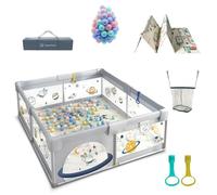 Joyeuse Planet - Baby box completo con tappeti, parco bambino in tessuto Oxford, centro attività per interni ed esterni, parco giochi per bambini con rete traspirante su quattro lati e ventose (180 x