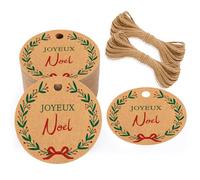 Joyeux Noël - Ciondolo per bomboniera, 5 x 5 cm, colore: Marrone