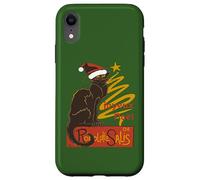 Joyeux Noel Le Chat Noir con albero d'oro stilizzato v2 Custodia per iPhone XR