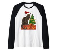 Joyeux Noel Le Chat Noir Parodia con Yule Tree Maglia con Maniche Raglan