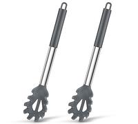 Joyfair 2 cucchiaini da spaghetti in silicone con manico in acciaio inox (grigio)