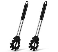 Joyfair 2 cucchiaini per spaghetti in silicone con manico in acciaio inox (nero)