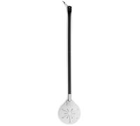 Joyfair Pala per pizza perforata, in acciaio inox, 20,3 cm, rotonda, in metallo, con manico lungo rimovibile da 89,2 cm, per pizza, pane, torte, facile da pulire