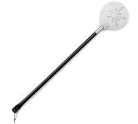 Joyfair Pala per pizza perforata, in acciaio inox, 22,8 cm, rotonda, in metallo, con manico lungo rimovibile da 89,2 cm, per pizza, pane, torte, facile da pulire