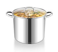 Joyfair Pentola da 9,5 litri in acciaio inox grande pentola a induzione con coperchio in vetro, 3 strati di fondo stabile per tutti i tipi di fornelli, pentola per pasta di alta qualità per cucinare