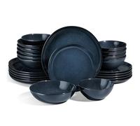 Joyfair Set di stoviglie per 6 persone, 24 pezzi, in gres porcellanato, irregolare, set di stoviglie con piatti piani, piatti da dessert, ciotole per cereali, lavabili in microonde e lavastoviglie