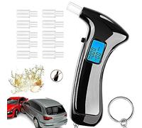 JoyFan Alcootest Etilometro Elettronica, Portatile Digitale con Display LCD, Tester di alcool Digitale omologato ad alta sensibilità con 10 bocchini e batteria 3AAA (nero)