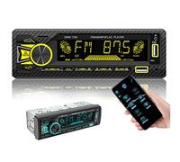 JoyFan Autoradio con vivavoce Bluetooth, 7 colori, luce regolabile, 1 autoradio DIN Bluetooth con USB/AUX/TF, lettore MP3/FM autoradio radio/antenna adattatore (nero)