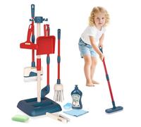 Joyfia Set di pulizia per bambini, 11 pezzi, scopa rimovibile per bambini, con scopa, spazzola, raschietto, telaio e altro ancora, set per la casa per ragazzi e ragazze dai 3 anni in su