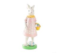 Joyful Bunny Figurine per la decorazione domestica Accenti rustici in resina per estetica primaverile (B)