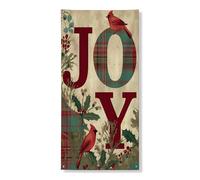 Joyful Cardinale Copertura per porta decorativa, stile rustico scozzese con uccelli, decorazione per porta d'ingresso, per interni ed esterni, vacanze stagionali, 91 x 183 cm