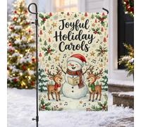 Joyful Christmas - Bandiera da giardino con pupazzo di neve, 30,5 x 45,7 cm