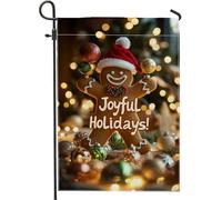 Joyful Holidays - Bandiera da giardino con pan di zenzero, bandiera marrone festiva per esterni, bandiera su entrambi i lati, per la stagione invernale, decorazione natalizia per prato 30,5 x 45,7 cm