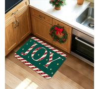 Joyful - Tappetini da cucina natalizi, motivo con bastoncini di zucchero e pois, morbidi, imbottiti, antiscivolo, lavabili, per lavelli da cucina, lavanderia, 50 x 78 cm