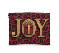 Joyful - Trousse per trucchi con stampa leopardata, borsa da viaggio per donne, organizer portatile in tela con cerniera, Rosso, 7x9 Inch, Idea regalo