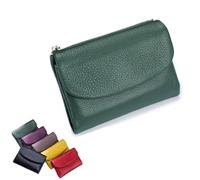 Joyfullygo Wallet, Unisex Pebble Leather Wallet, Relevantk Wallets, Small Compact Pocket Purse for Coins, Cards (Green)
