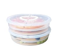 Joyfulmap 2 contenitori per pizza con coperchio e manico, contenitore riutilizzabile per alimenti da 30,5 cm con divisori, carta assorbente per olio, scomparti rotondi per torte alimentari, dessert