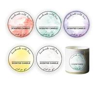 Joyfulmap 500 etichette prestampate per candele profumate, 5 acquerelli fatti a mano con amore, etichette impermeabili per la realizzazione a mano, forniture per piccole imprese, imballaggi/scatole