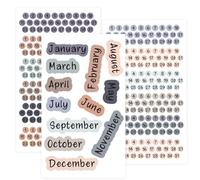 Joyfulmap - Adesivi per agenda con numeri piccoli, 12 mesi, 3 fogli di adesivi Morandi Color System, perfetti per liste di cose da fare e accessori per pianificatori