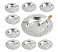 Joyfulmap - Posacenere per sigarette e sigari, confezione da 10 posacenere in acciaio inox, usa e getta, porta cenere portatile per interni/esterni, casa, ufficio, patio, ristorante, rotondo
