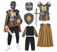 JoyFuncos Costume da cavaliere medievale per bambini, armatura, elmo, spade, scudo, set di armi da guerriero, per ragazzi, travestimento di Halloween, 10 pezzi