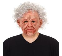 JoyFuncos Maschera realistica da uomo anziano Halloween spaventoso persona anziana maschera in lattice raccapricciante rughe viso umano costume puntelli cosplay per adulti