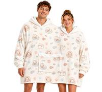 JoyFuncos Pigiama per coppie abbinate con cappuccio divertente coppia tutina per due persone coperta di flanella vestiti per adulti Bf e Gf beige