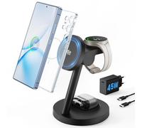 JoyG aricatore magnetico induttivo per Samsung 4 in 1, Qi2.2 25 W Fast Mag-Safe per Galaxy S26/S25/Ultra/Z Fold/Flip 7, caricatore wireless per Watch 8/Ultra/7/6/5, per Galaxy Buds 4/3 Pro