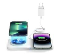 JoyGeek Pad di ricarica wireless magnetico: 2 in 1 stazione di ricarica per Apple, Dual MagSafe Wireless Charger per iPhone 17/16/15/14/13/12/11/XR/X/8 & Air Pods 4/Pro 2/3/2 (solo per prodotti Apple)