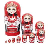 Joygoodta Bambole Che nidificano per Bambini, Bambole Che nidificano 10 Pezzi impilabili in Legno Colorate Divertenti Russe per Bambini Adulti Compleanno Vacanze di Natale