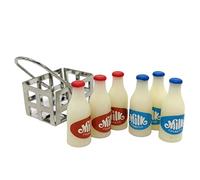 Joygoodta Bottiglia per Il Latte in Miniatura con Cestino, 7 Accessori per Mini casa, 1 Set di Decorazioni per la casa delle Bambole