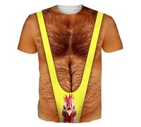 Joygoodta Brutta Camicia, parrucchino per sul Petto, Camicie muscolari da Uomo, Confezione da Sei t-Shirt Divertenti, brutta Camicia Muscolare da Uomo, Divertente T-Oversize
