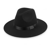 Joygoodta Cappello Fedora Nero da Uomo, Classico Cappello Fedora Nero Gangster degli Anni '20 con Elegante Fascia in Raso per Feste ed Eventi a Tema