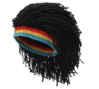 Joygoodta Cappello Rasta con Dreadlocks, Parrucca Divertente Dreadlocks Cappelli Lavorati a Maglia, Berretto Invernale Hip-Hop per Donna Uomo Festa di Halloween, Nero