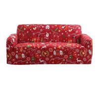 Joygoodta Copridivano Natalizio, Fodere per Divano con Renne e Fiocchi di Neve, Copridivano Elasticizzato a Tema Natalizio per Bambini Animali Domestici, 3 Posti