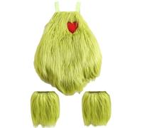 Joygoodta Costume da mostro verde per bambini 1 set Costume da mostro in peluche per bambini da 6-12 mesi con decorazioni a cuore carino per Natale Halloween Cosplay Natale per