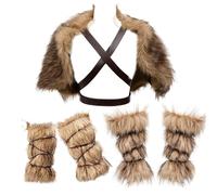 Joygoodta Costume vichingo 3pcs/set costume viking uomini fauci calde pellicce barbarie include cuff a scialle di pezzi di copertura medioevale per il cosplay di festa di Halloween